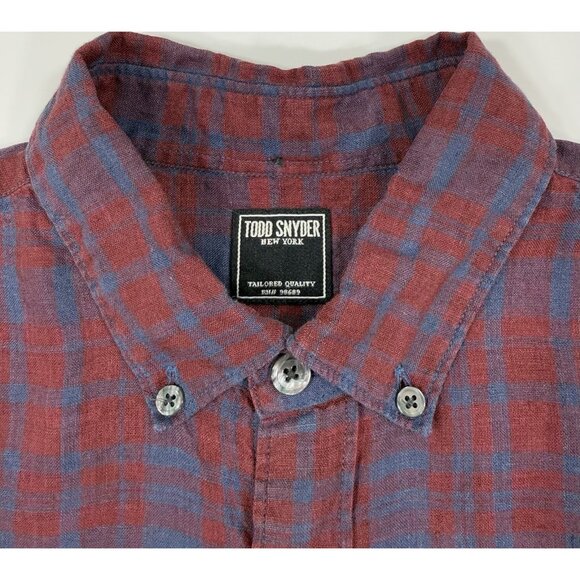 Todd Snyder Mens Shirt 100% Linen Plaid Size Medium Button Down Long Sleeve - Picture 4 of 12